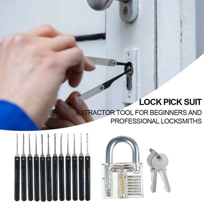 #1 - Professional Locksmith Toolkit Reliable Metal Practice Tools Set Ideal for Padlocks DIY Hand Ha