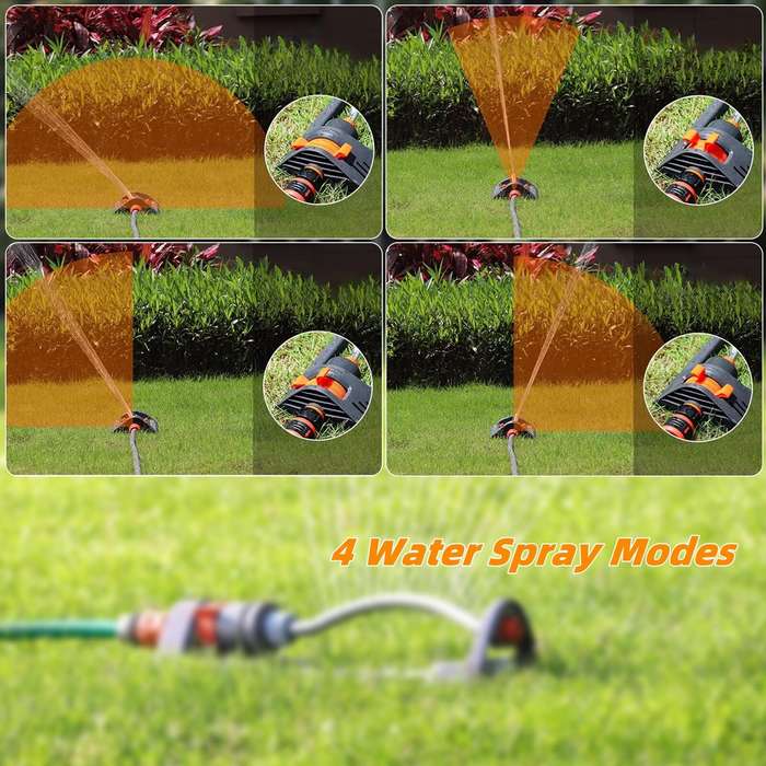 Grey - Automatic Oscillating Sprinkler 19 Hole 4 Modes Lawn & Garden Essential Watering System Irrig