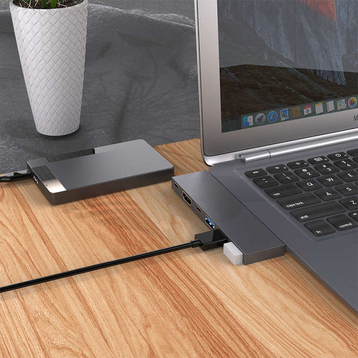 6 in 1 Dual-interface Type-C Docking Station USB-C Hub with USB3.0*3 PD100W USB-C 5Gbps USB-C 3.0 4K
