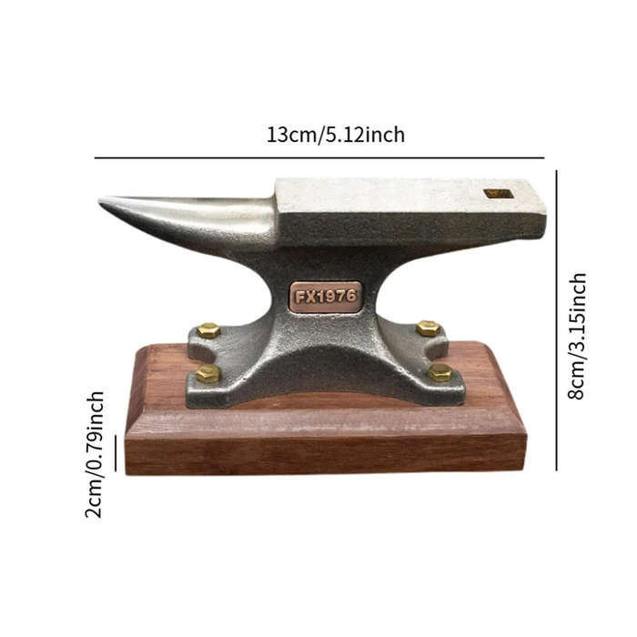 TYPE-A - MYTEC Single Horn Carbon Steel Anvil with Wooden Base Rust Resistant Small Blacksmith Tool