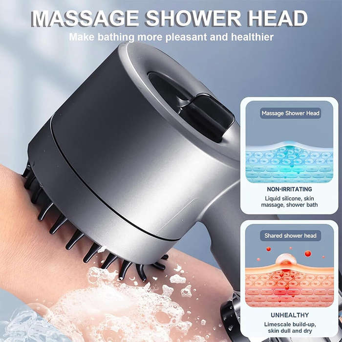 Gun Gray - High Pressure Shower Head High Pressure with Handheld 3+1 Water Modes Shower Head for Har