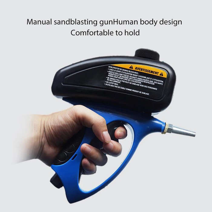 Blue - Manual Sandblasting Gun Ergonomic Design with Stainless Steel Nozzle Quick Connect for Precis