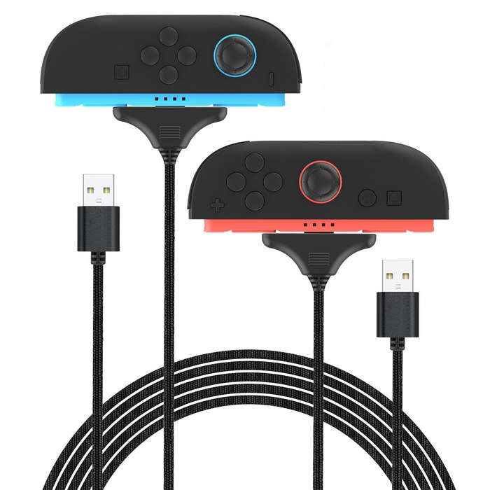 Black - IPEGA PG-SW2119A Switch2 Left and Right Handle Charging Cable 2-in-1 Magnetic Charging 3M Lo