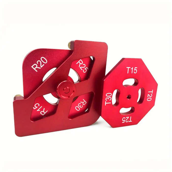 Red - Arc/T Corner Gauge Aluminum Alloy Woodworking Chamfering Template Tool with Quick Change Featu