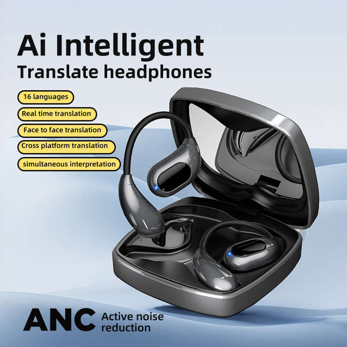 Black - K5 AI Smart Translation Earphones bluetooth 5.4 Earbuds 16.2mm Large Drivers HiFi Bass Sound