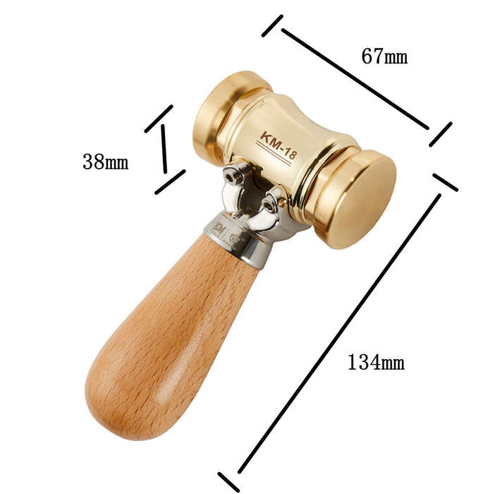 HONGDUI KM-18 Mallet Hammer 22-Ounce Brass Head Mallet Replaceable Plastic Hammer Heads Nylon Insert