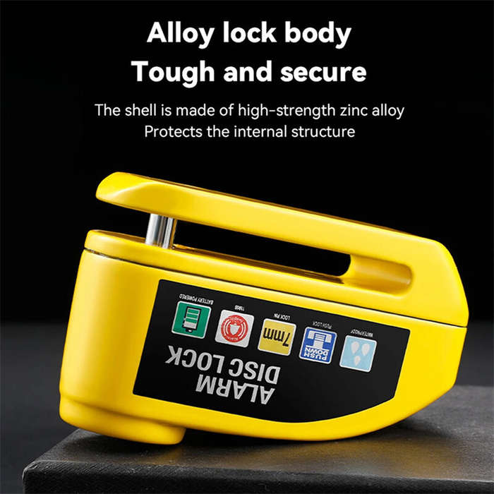 Orange - BENGGOU Bicycle Disc Brake Lock 130dB Loud Alarm Anti-thief Protection Aluminum Alloy Water