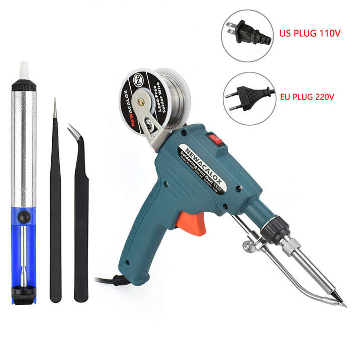 Green - EU/US 60W Soldering Iron Automatic Welding Send Tin Gun Desoldering Pump for Circuit Board R