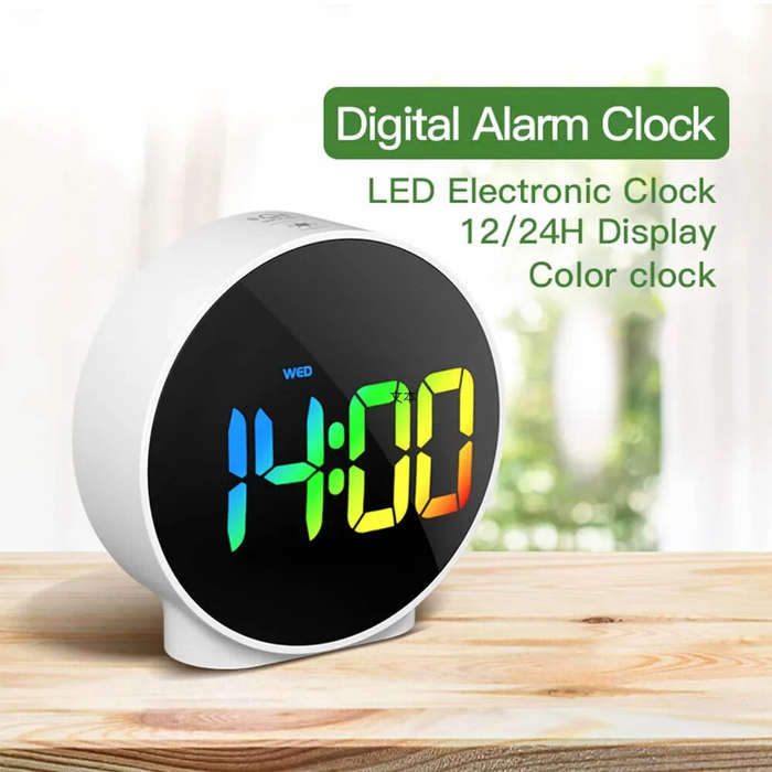 #A - Multifunctional Compact LED Digital Alarm Clock with Dual Alarm Snooze 12/24H Display Adjustabl