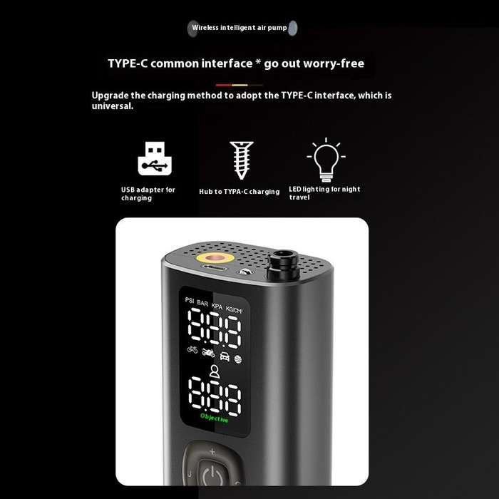 Black - Multi-Function 120Psi Cordless Handheld Air Pump Portable Tire Inflator For Car Bicycle Moto