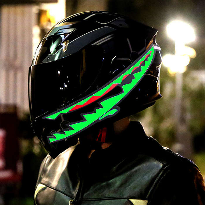 Blue - EL LED Motorcycle Helmet Light Strip Waterproof Bar Flashing Stripe Shark Mouth Night Signal