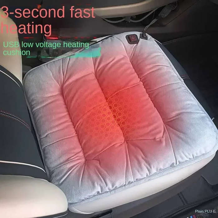 Brown - Heated Seat Cushion Office USB Winter Warmer Temperature Adjustable Graphene 5V Electric Cha