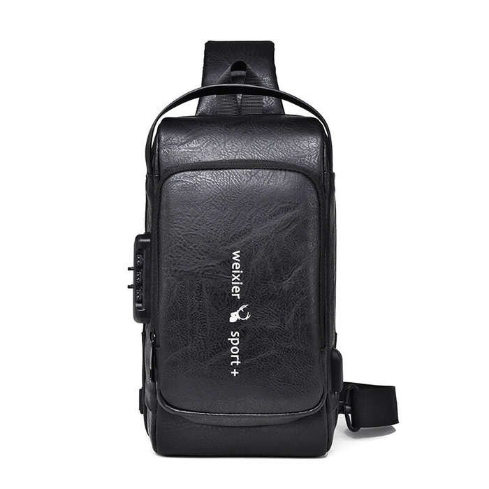 Black - WEIXIER Man Bag Single Shoulder Bag Waterproof Anti-scratching Shoulder Bag Multi-function S