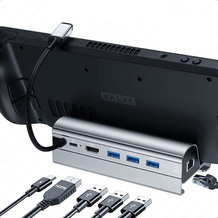 Bakeey Steam Deck Dock 6 in 1 Steam Deck Docking Station Stand Accessories 3*USB 3.0 HDMI 4K@60Hz Gi