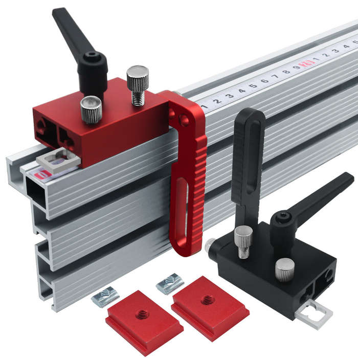 Black - Adjustable Fence Flip Stop Miter Track Stop Alloy Steel T Slot Stop for Accurate Length Limi