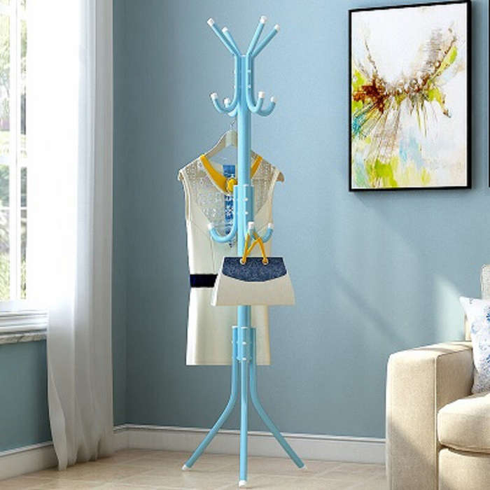 Pink - Coat Stand Garment Rack Shelf Metal Jacket Umbrella Hanger Standing 12 Hook