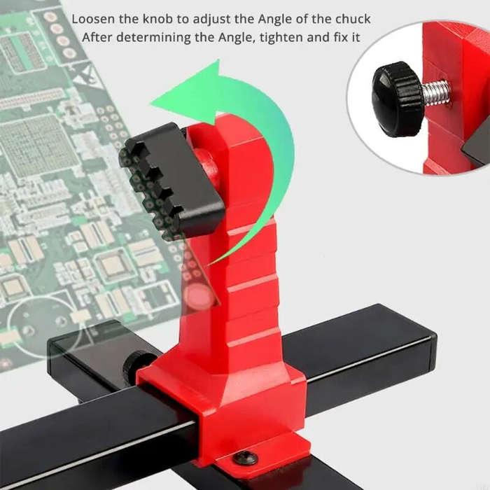 Red - Adjustable 360 Degree Rotation PCB Holder Soldering Iron Stand Spring Loaded Clamps Lightweigh