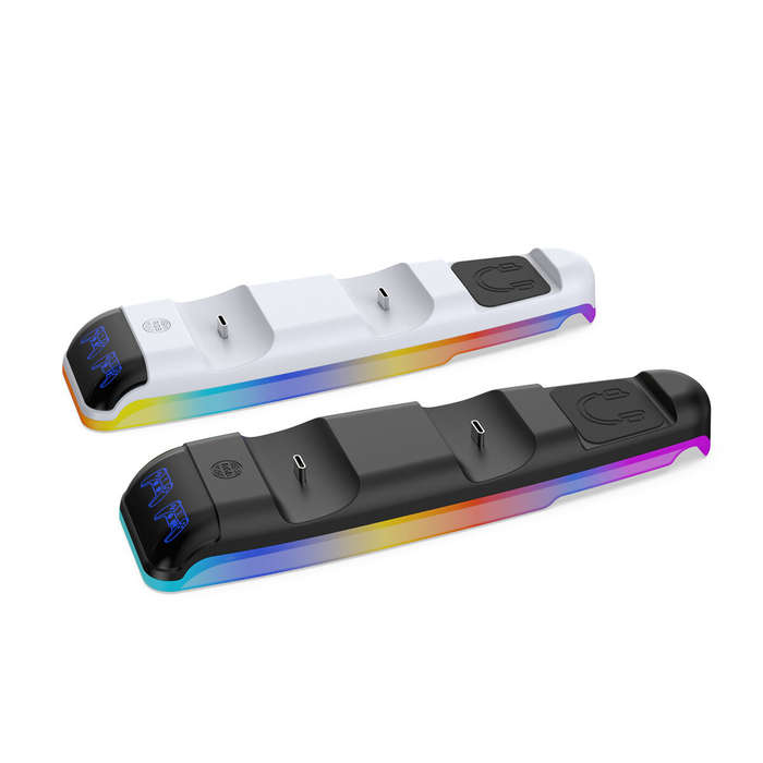 White - DOBE PS5/PS5 Slim Controller Charger Dual Charging Dock Station Wireless Gamepad Charger Top