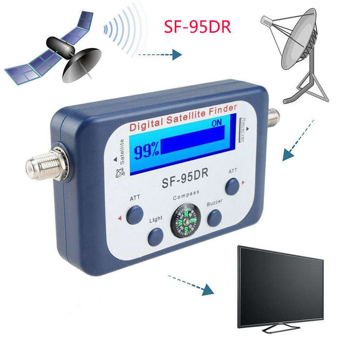 white - SF-95DR Satellite Finder Digital Signal Meter 950-2150 MHz Built-in Amplifier Backlight Comp