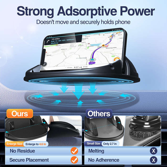 Black - Silicone Car Phone Holder Mount Car Pad Mat for Various Dashboards Slip Free Desk Phone Stan