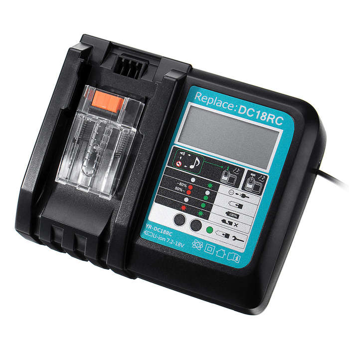 EU Plug - DC18RC Fast Lithium-Ion USB Battery Charger LED Display BL1830 BL1840 BL1850 For 14.4V 18V