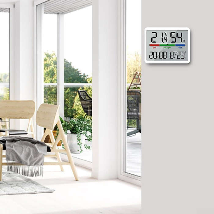 White - Electronic Multifunctional Magnetic Temperature Clock Wall Clock Digital Alarm Clock Large L