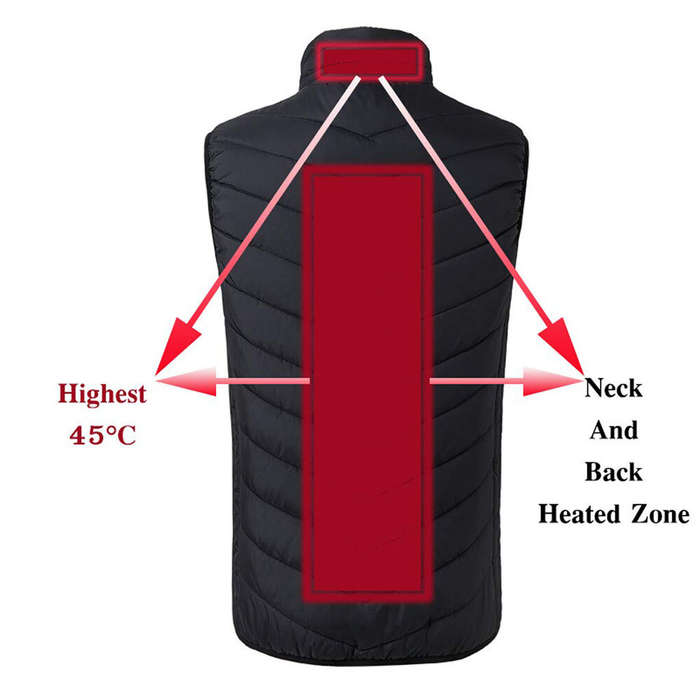 XL - TENGOO HV-02 Unisex 2 Places Heating Vest 3-Gears Heated Jackets USB Electric Thermal Clothing