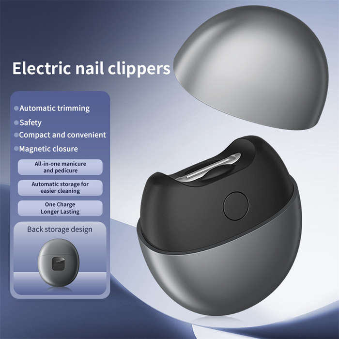 Grey - Portable USB Rechargeable Electric Nail Clippers M5 Safe Low Noise Type-C Charging for Home T