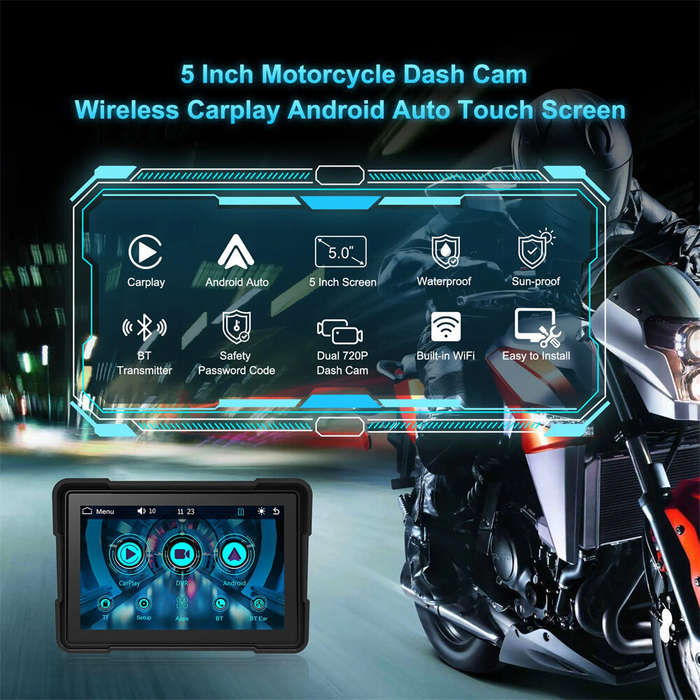 YUEHOO 5 inch Motorcycle MP5 Player IPS 2.5D Touch Screen IP67 Waterproof