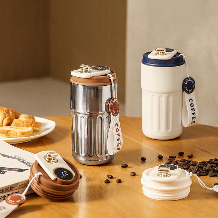 Blue - 450ml Temperature Display Thermos Bottle Stainless Steel Vacuum Cup Office Coffee Cup Busines