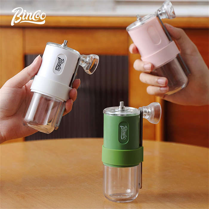 Pink - Bincoo Portable Manual Coffee Grinder with Ceramic Core Adjustable Grind Settings Travel-Frie