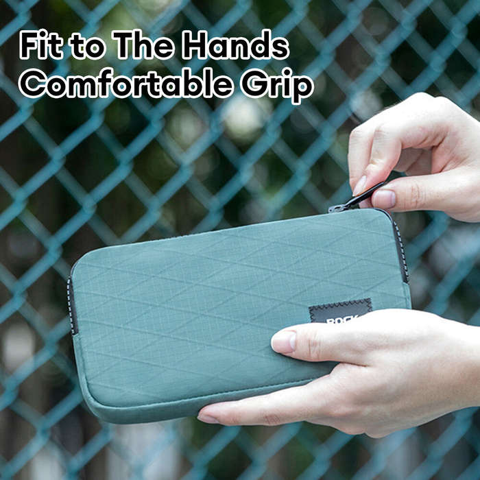 Grey Blue - ROCKBROS 0.15L Portable Mini Cycling Phone Bag Lightweight Smooth Zipper Coin Purse Wall