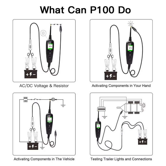 JDiag P100 Automotive Car Circuit Tester Power 12V/24V Electric Circuit Tester Car Diagnostic Tool T