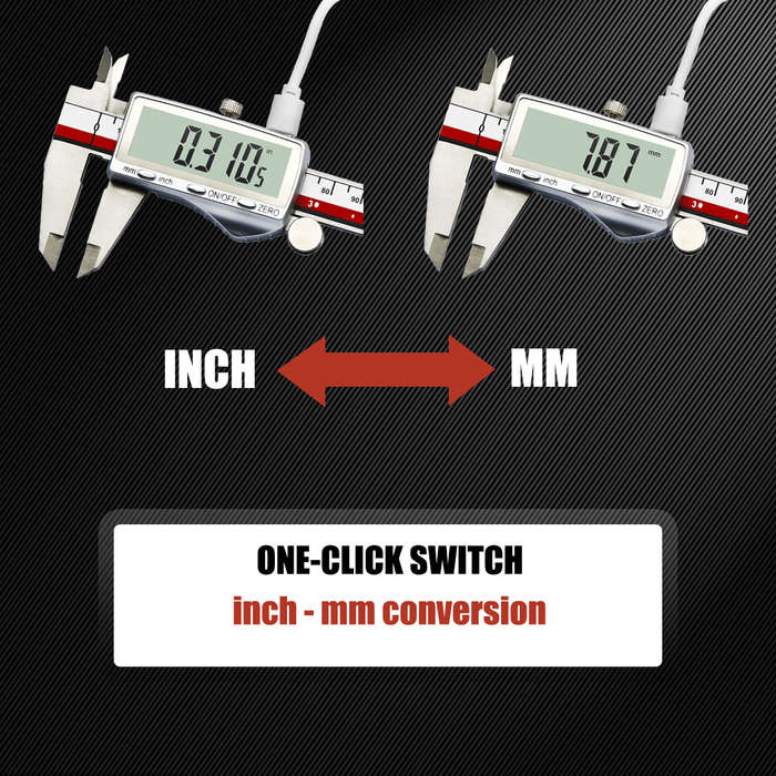 Red - DITRON Digital Caliper 701 Stainless Steel Rechargeable 0-6 Inch Precision Measuring Tool Larg