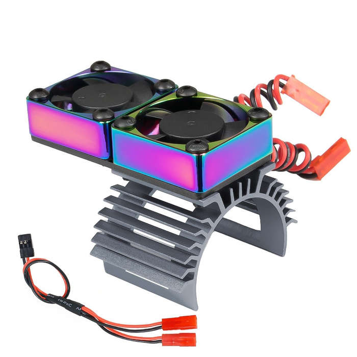 Red - Upgraded Metal Motor Cooling Dual Fan Heatsink Radiator for 36mm 380 540 550 3650 Brushed Brus