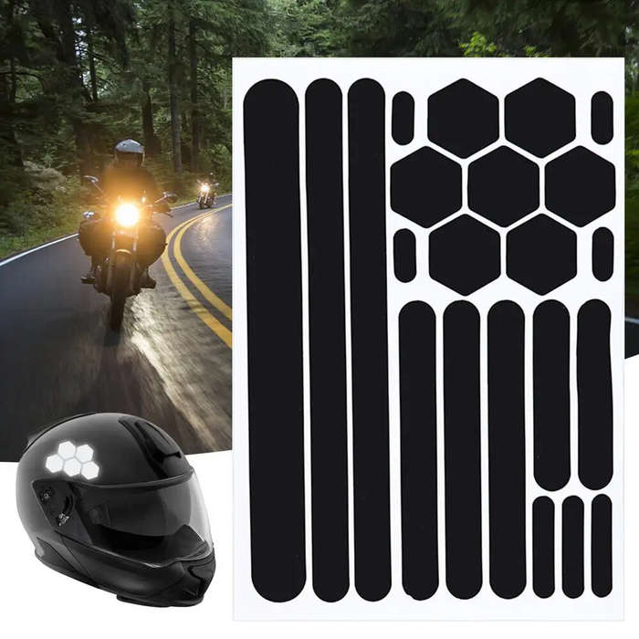 Black - 1 Set Reflective Stickers Invisible Helmet Stickers Helmet Reflective Tape Waterproof Suitab