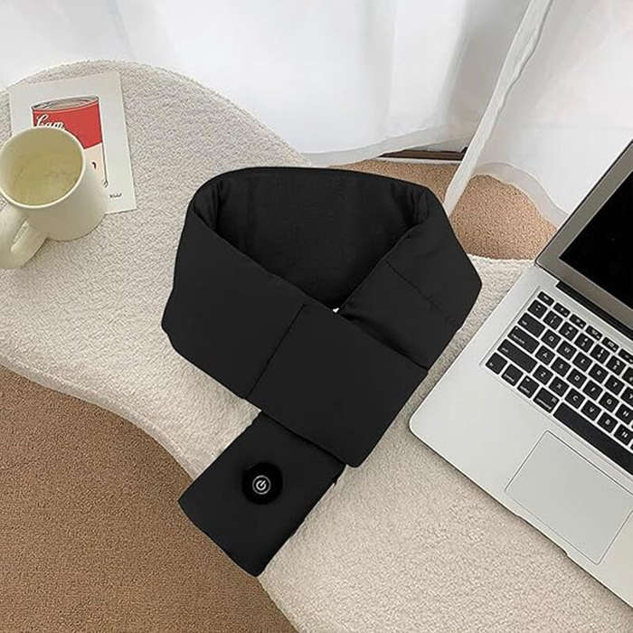 Black - TENGOO Winter Intelligent Heated Scarf Neck Protection USB Electric Heating Shawl Feather Co