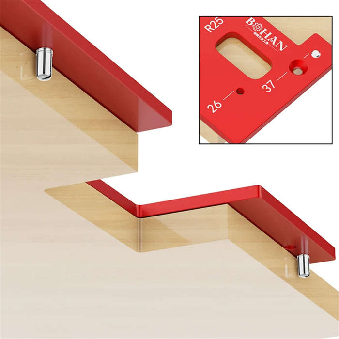 Red - Invisible Embedded Handle Slotting Template Aluminum Alloy Precise Slot Positioning Wardrobe K