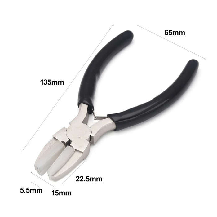 Black - Nylon Jaw Pliers Jewelry Making Tools Anti-slip Grip High Carbon Steel 6.50 cm Length 13.50