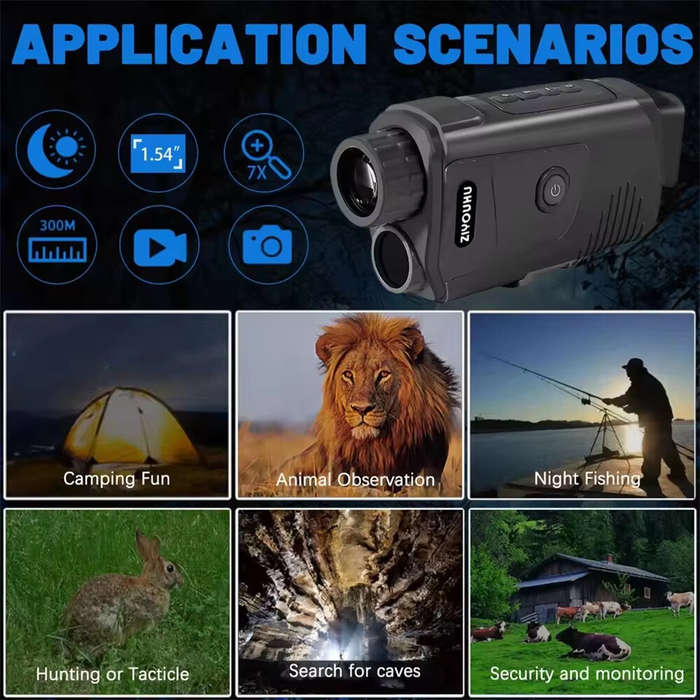 white - ZIYOUHU Portable 300M Night Vision Monocular Camera 7X Zoom 1080P HD Infrared Digital Telesc