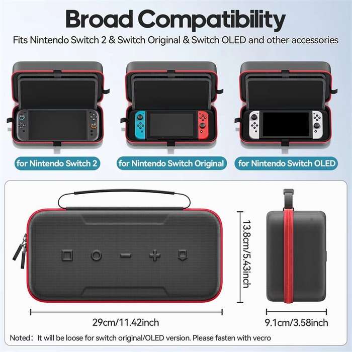 Black - for Switch 2 & Switch Original & Switch OLED Large Storage Bag Anti-Scratch Waterproof Trave