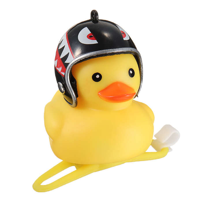 #2 - Cartoon Yellow Silica Wind Duck Helmet Horn Motorcycle Bicycle Light Shining Mountain Bike Hand