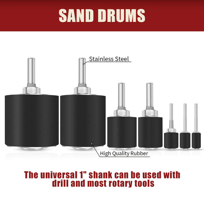 #A - Sanding Drum Kit 37 Pcs Rubber Spindle Sanding Drum Sander Tool Kit Set for Drill Press for Hom