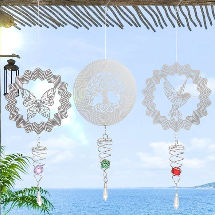 Bird - 3D Metal Wind Spinner Stainless Steel Rotating Metal Chimes Animal Pattern Stereo Wind Chime