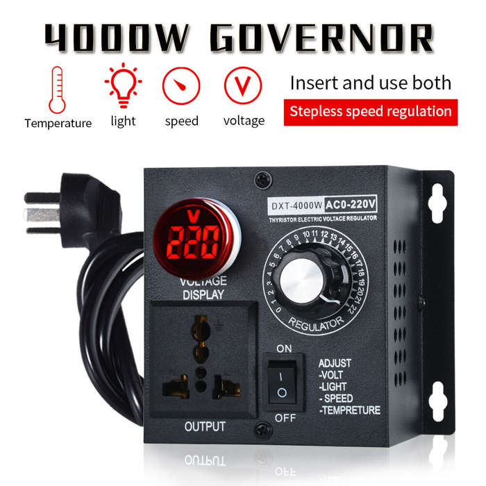 US Plug - 4000W Thyristor Electronic Voltage Regulator 4000W AC110V/220V Wide Control Range with Zer