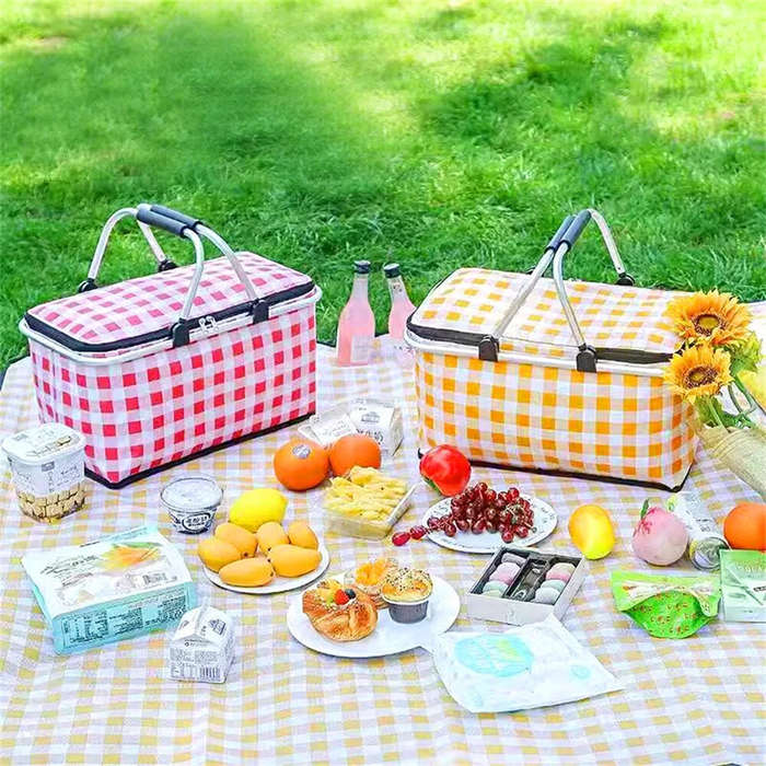 Yellow - IPRee Folding Basket Picnic Basket Outdoor Handheld Basket Insulation Box Household Superma