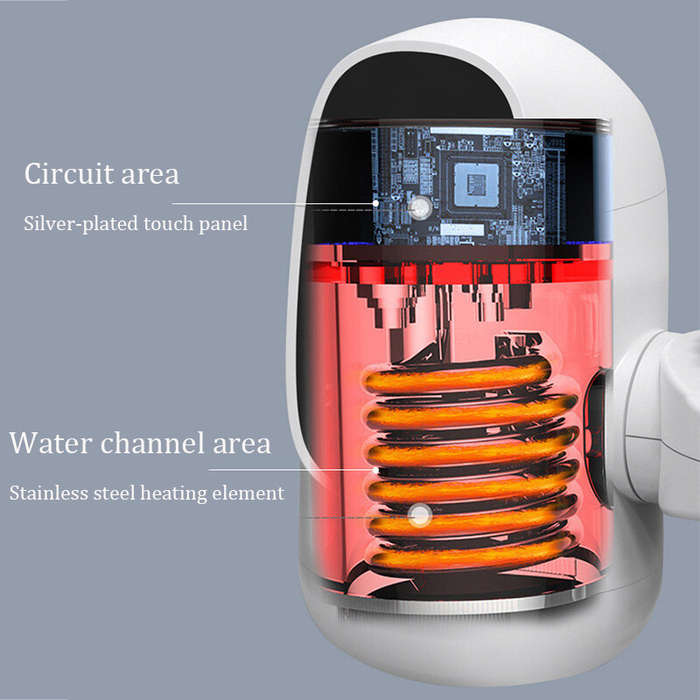 White - Instant Hot Water Tap Digital Display Instant Electric Water Heater Kitchen Faucet Adapter F