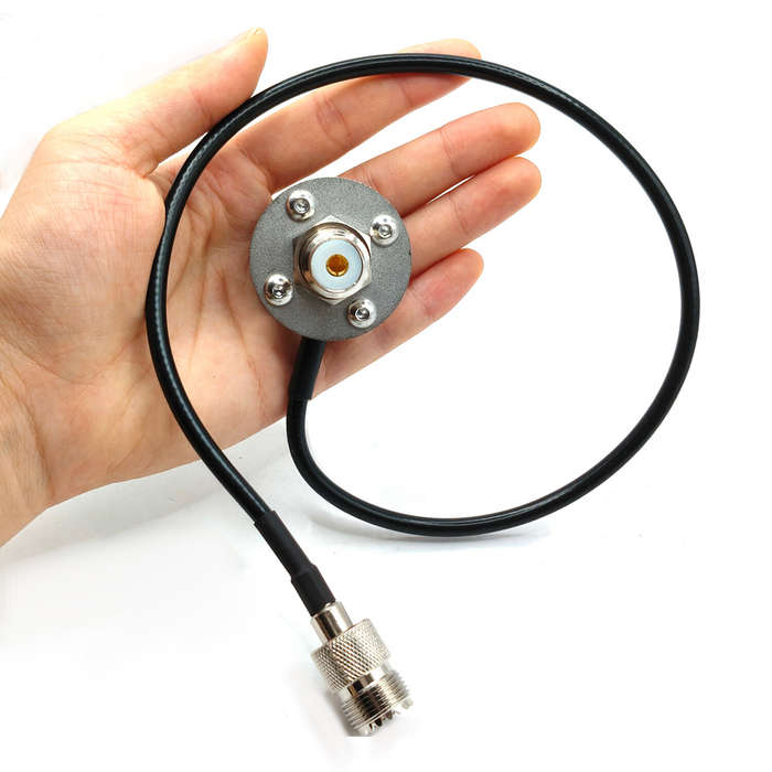 Silver - 1/4 Inch Thread Antenna Mount Shortwave UV Antenna Stand Aluminum Alloy Stainless Steel Uni