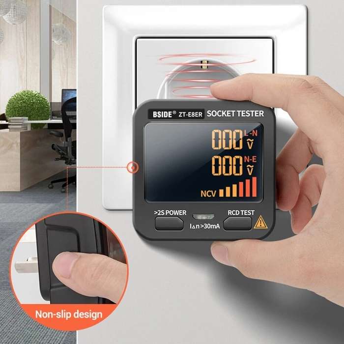 EU Plug - BSIDE ZT-E8 LCD Socket Tester Color Screen Voltage Outlet Tester Auto Electric Circuit Pol