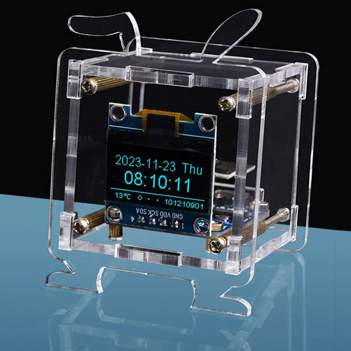 DC5V ESP8266 DIY Electronic Kit Mini Clock Kits OLED Display with Shell DIY Soldering Project